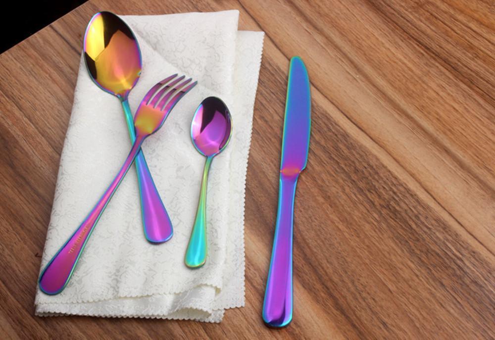 Regenbogen Besteckset (4-teilig) – Buntes Essbesteck