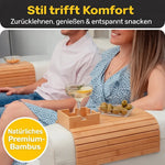 Bambusablage für Getränke — stilvoller Snack- und Becherhalter für das Sofa