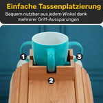 Bambusablage für Getränke — stilvoller Snack- und Becherhalter für das Sofa