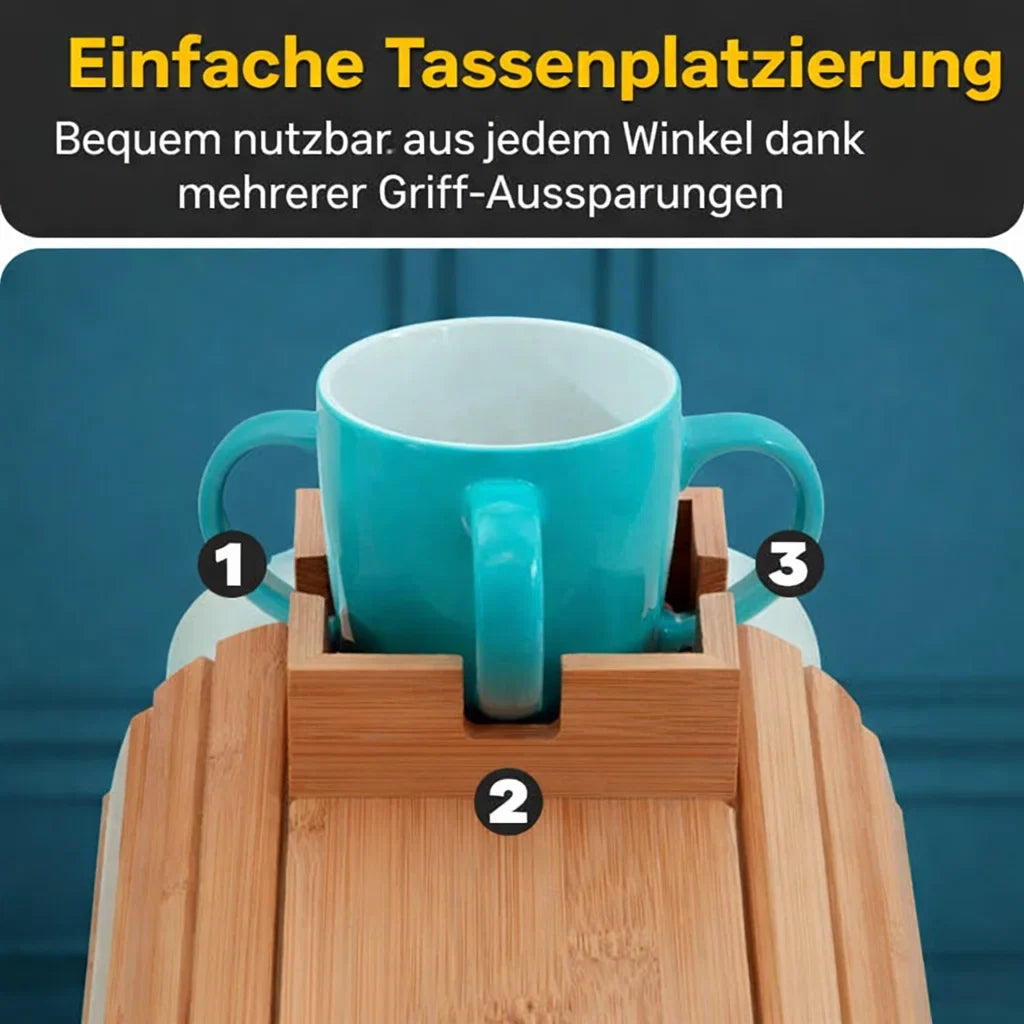 Bambusablage für Getränke — stilvoller Snack- und Becherhalter für das Sofa