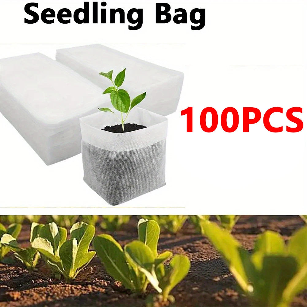 GrünWuchs 100 Organic Seedling Bags | Sustainable Plant Care | Reusable Pots for Indoor and Garden
