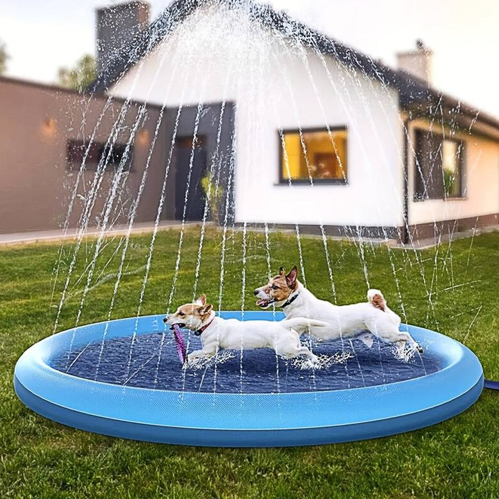 Aufblasbare Hundebadewanne mit Sprühern – Wassermatte für Haustiere