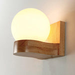 Skandinavische Wandlampe aus Holz mit Glas-Schirm – 1 Licht