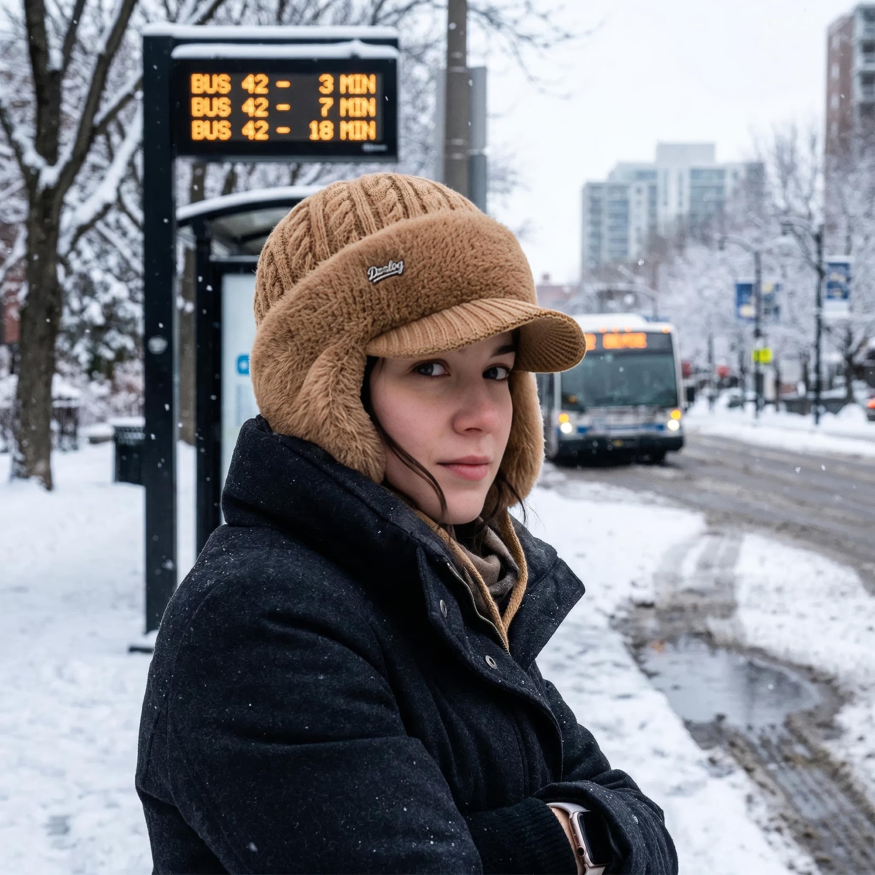 Elegant women's winter hat with a cozy lining for cold days