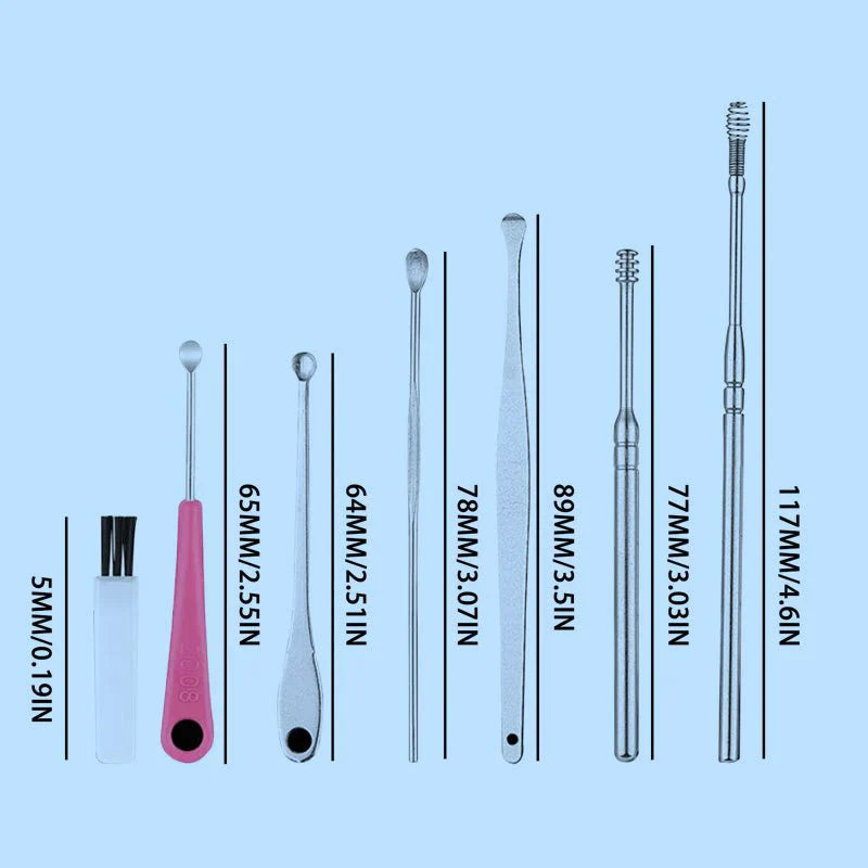 Hygienisches Ohrreinigungsset aus Edelstahl - 6-teiliges Set