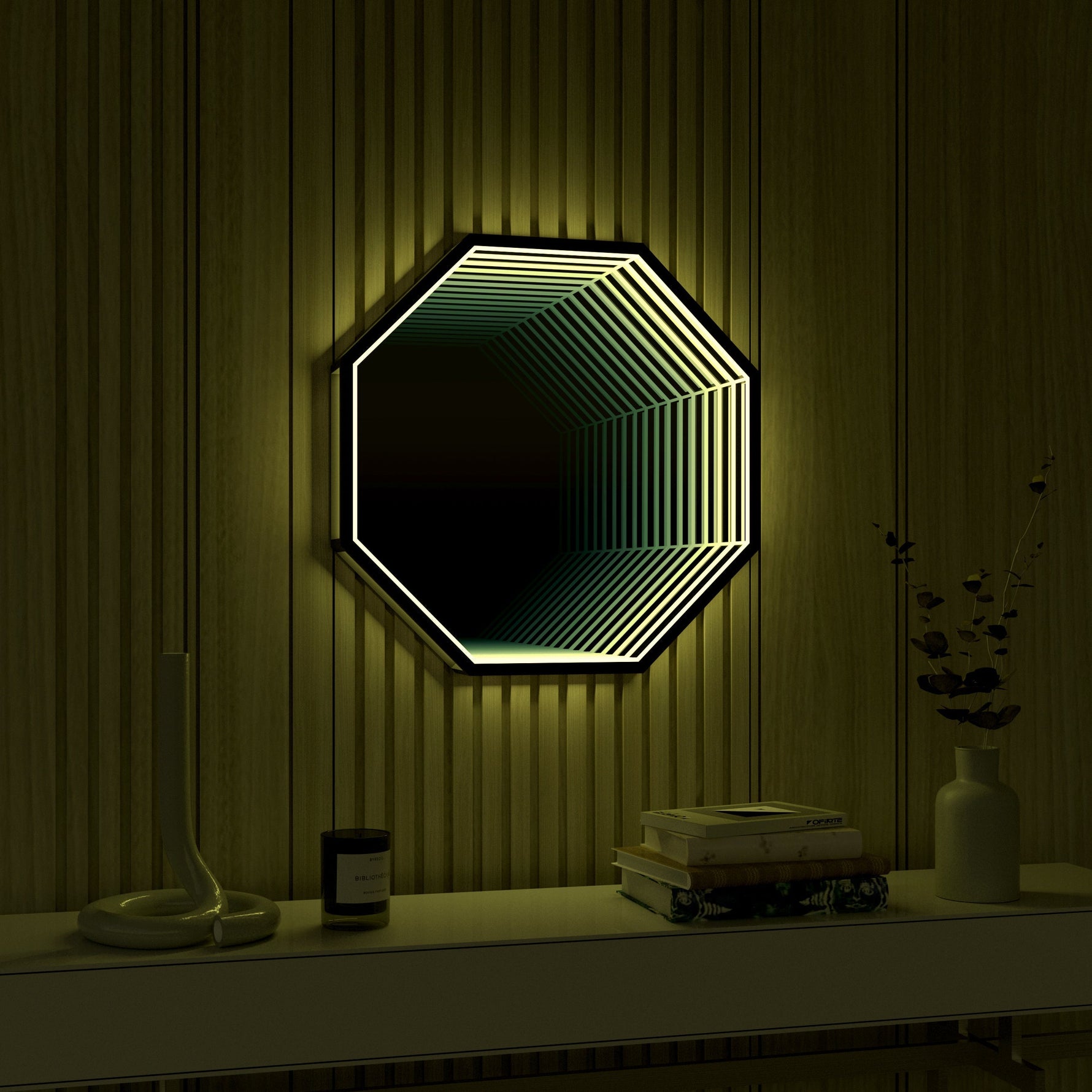 Elegant 3D Mirror with Color-Changing Lighting