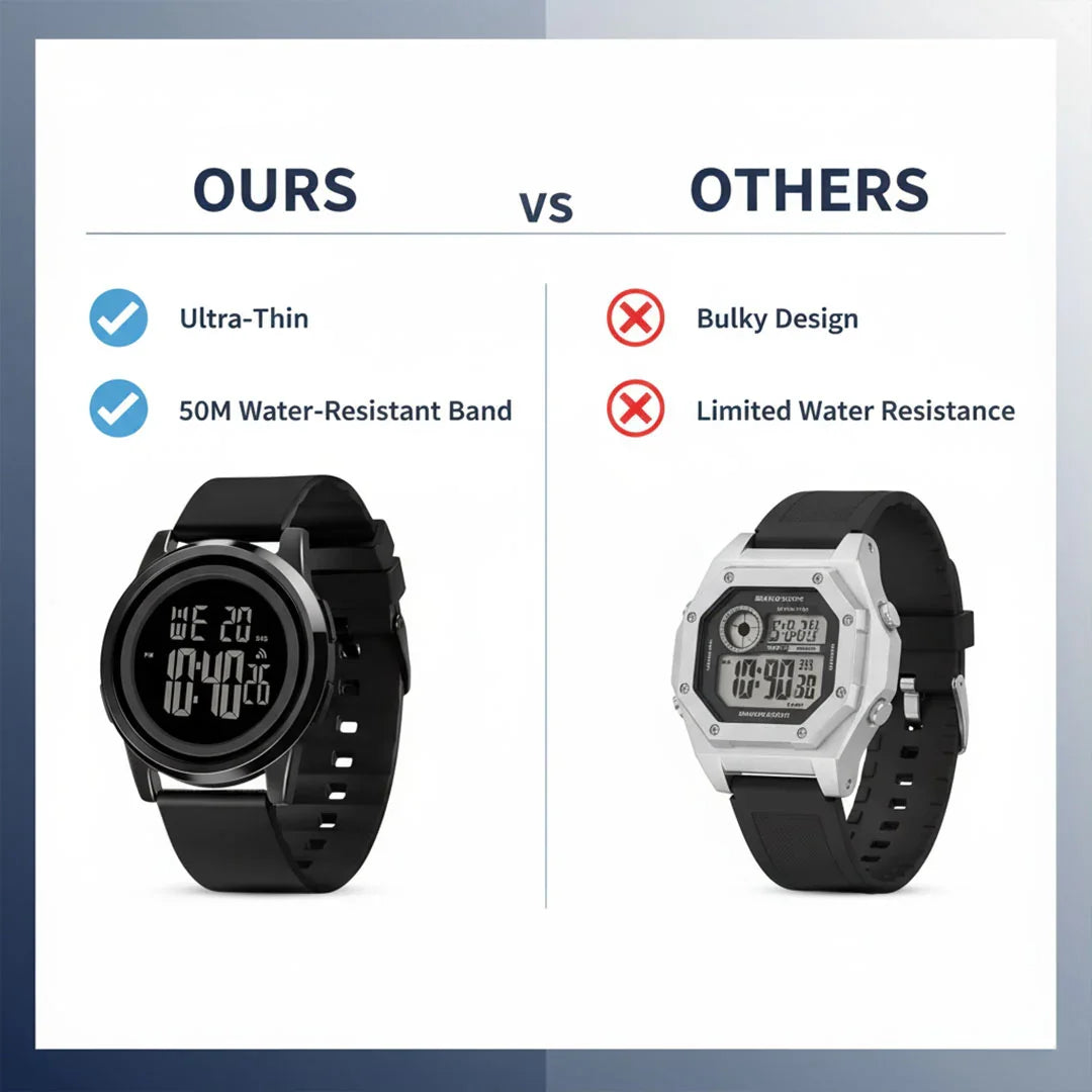 Slimline Sportuhr - Wasserdicht - Digitale Anzeige