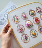 Blumen-Stickset für Einsteiger – 12 Designs, Komplettset