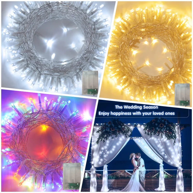 GlanzLicht Akku-LED-Lichterkette | Warmweiß & Bunt | 1–10 m Länge | Perfekt für Feste, Hochzeiten & Dekoration Innen/Außen
