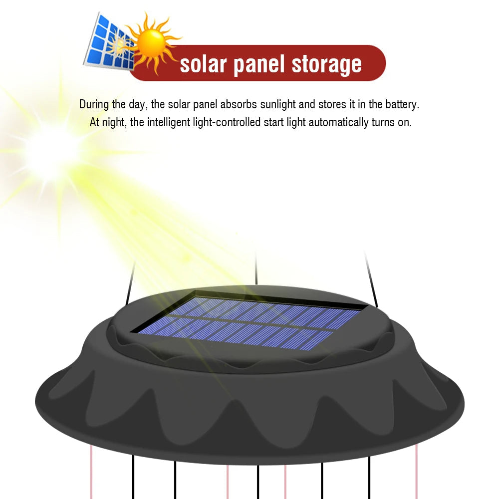 Sonnenklang | Solarbetriebene LED-Windspielglocke | Farbwechselnd | IP65 Wetterfest | Garten- und Terrassenschmuck