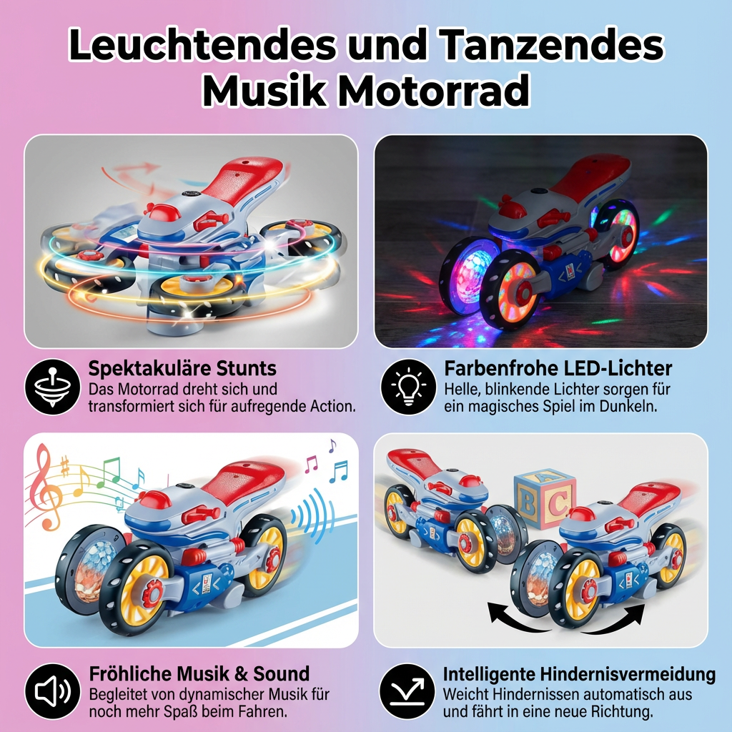 Tanzendes Motorrad mit Musik und Lichteffekten