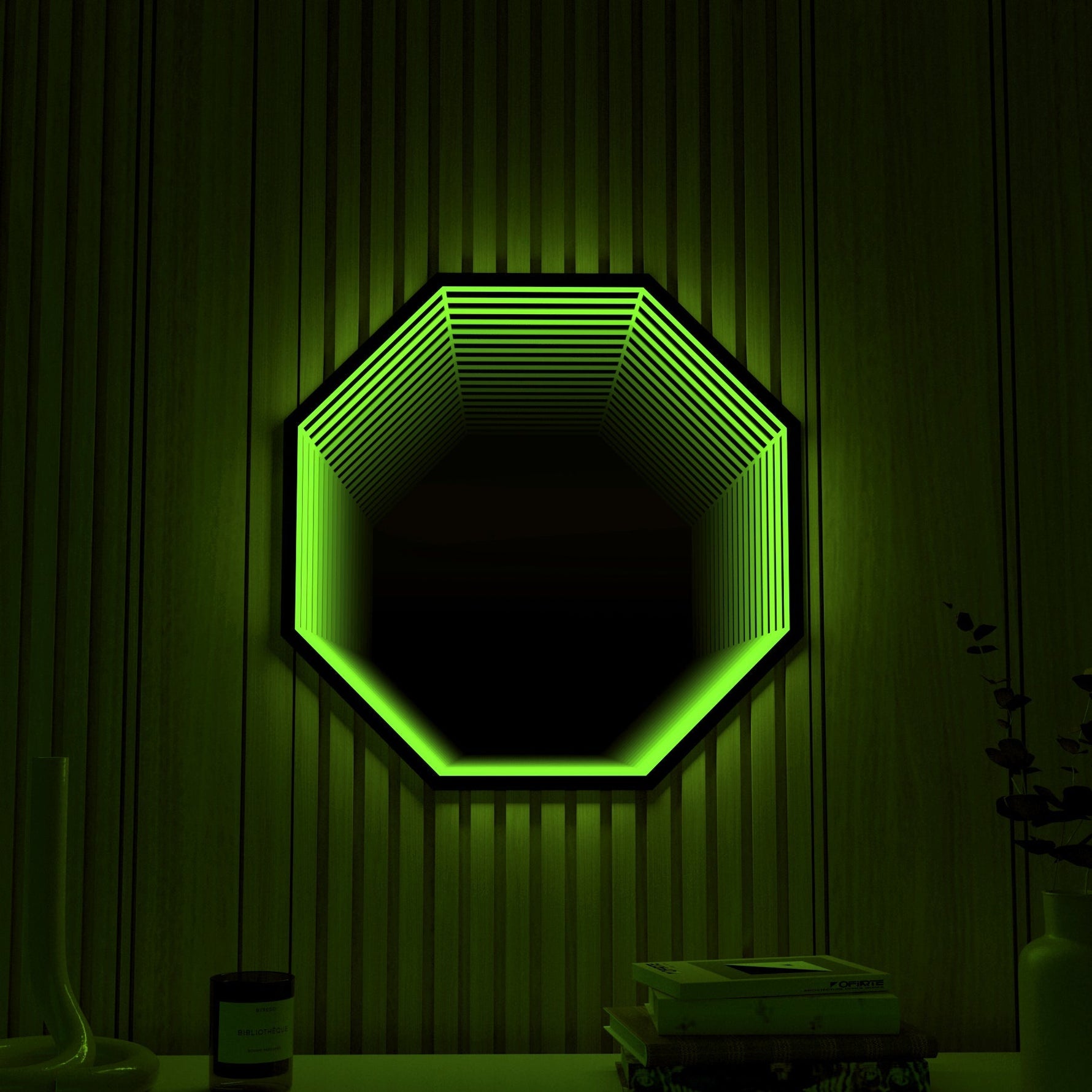 Elegant 3D Mirror with Color-Changing Lighting
