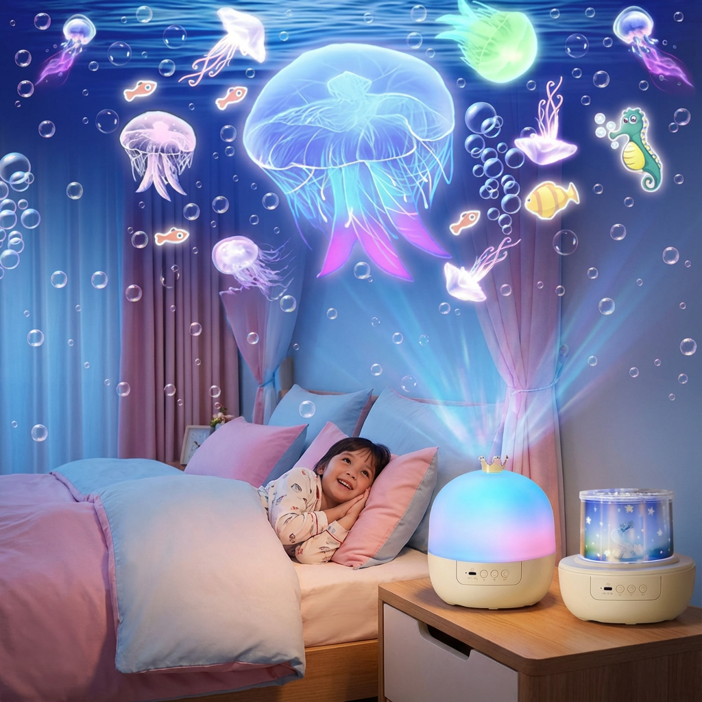 Nachtlicht und Projektor für Kinder im 2-in-1 Design