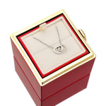 Schmuckkästchen mit ewiger Rose und Herz-Halskette – 14k Weißgold & 18k Gold-Finish