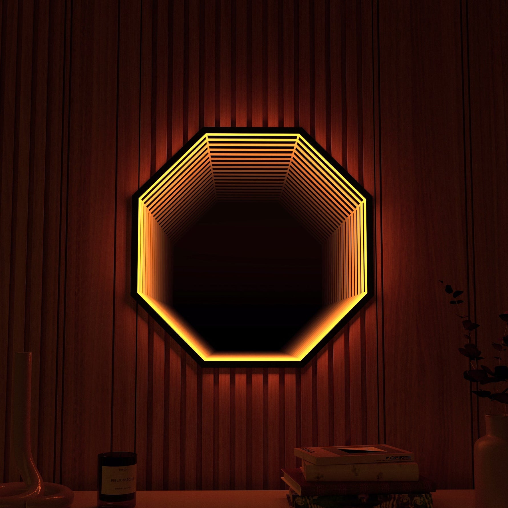 Elegant 3D Mirror with Color-Changing Lighting