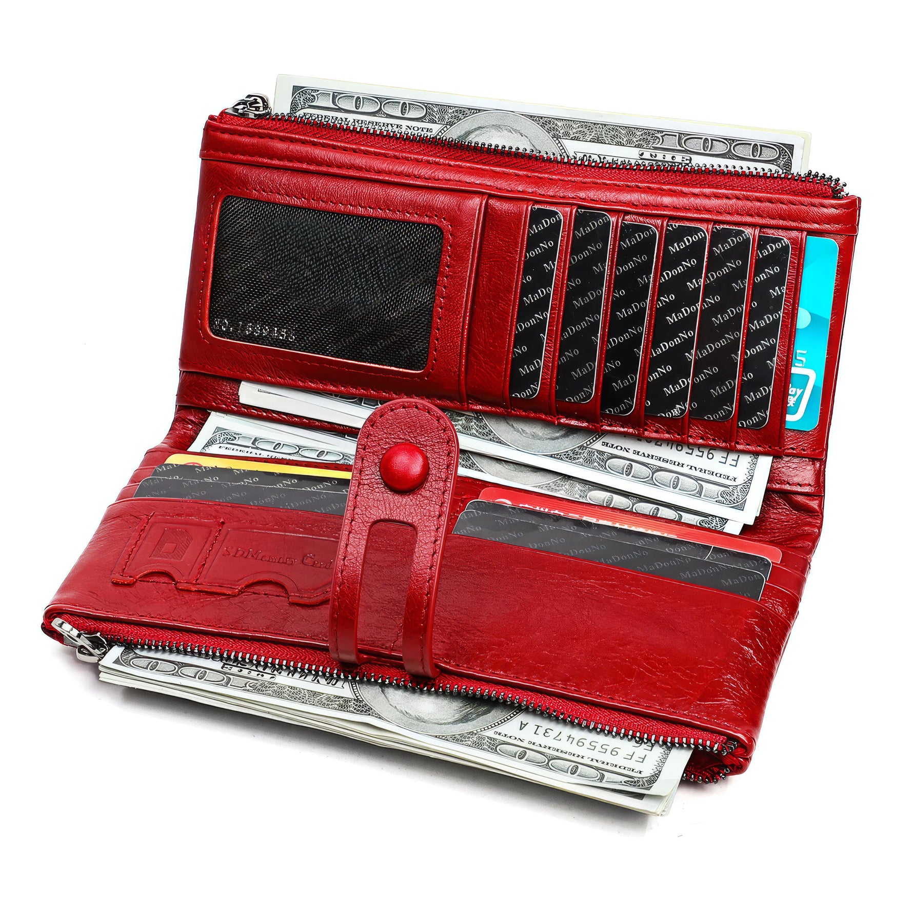 Stylish ladies' genuine leather wallet with RFID protection