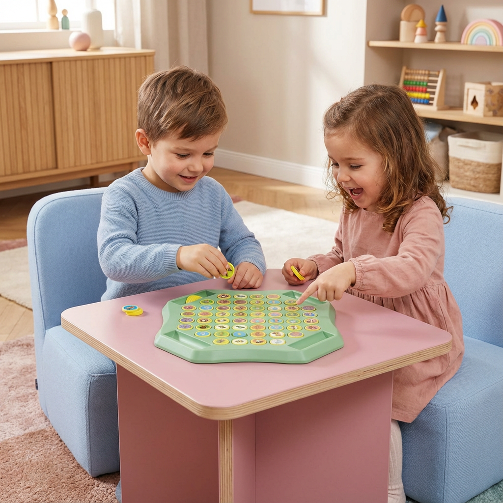 Familien Spielbrett mit Memory Tiermünzen