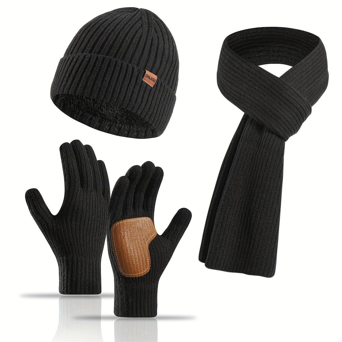 Gemütliches Winterset – Strickmütze, Schal und Handschuhe für Alle