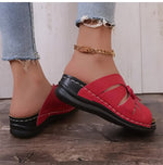 Elegante Damensandalen mit Schleife und Keilabsatz – Orthopädische Einlage