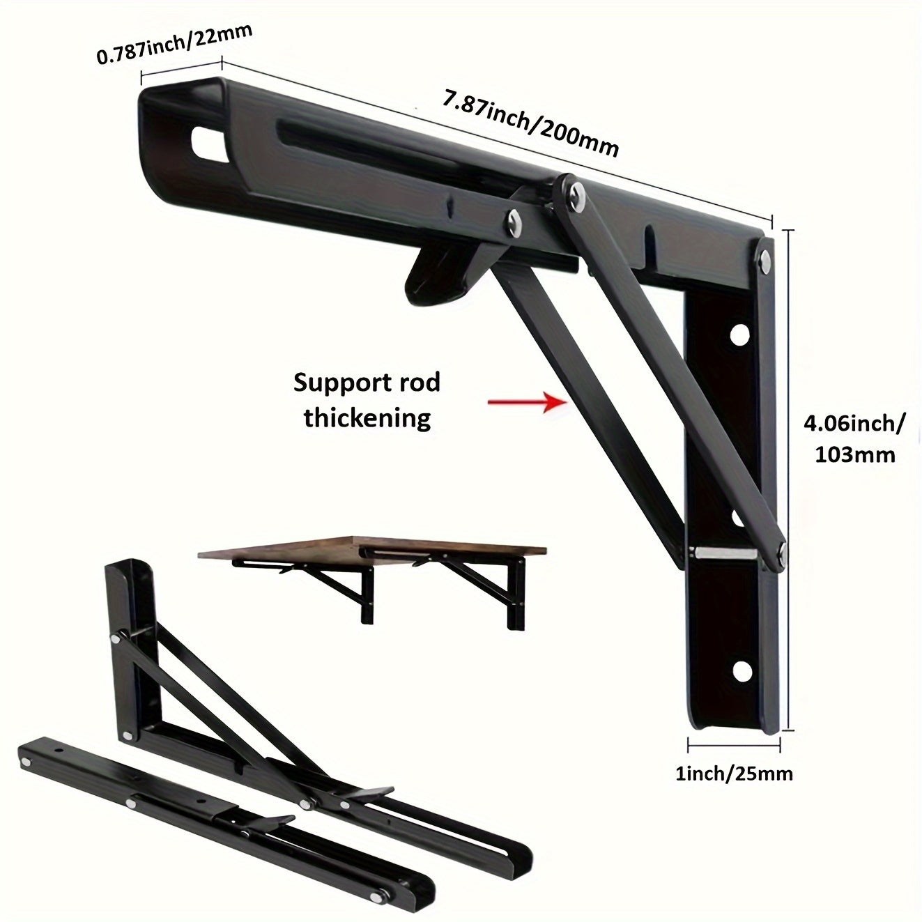 Robust Steel Folding Shelf Bracket Set – Wall Mounted for Versatile Use