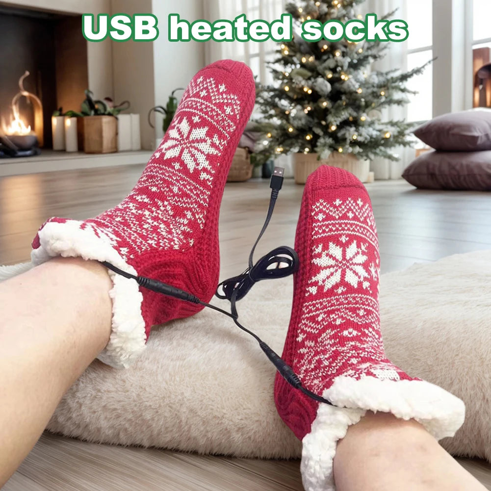 WarmenPfoten USB Heated Socks | Soft Knit Socks for Coziness | Non-Slip Design for Home and Office