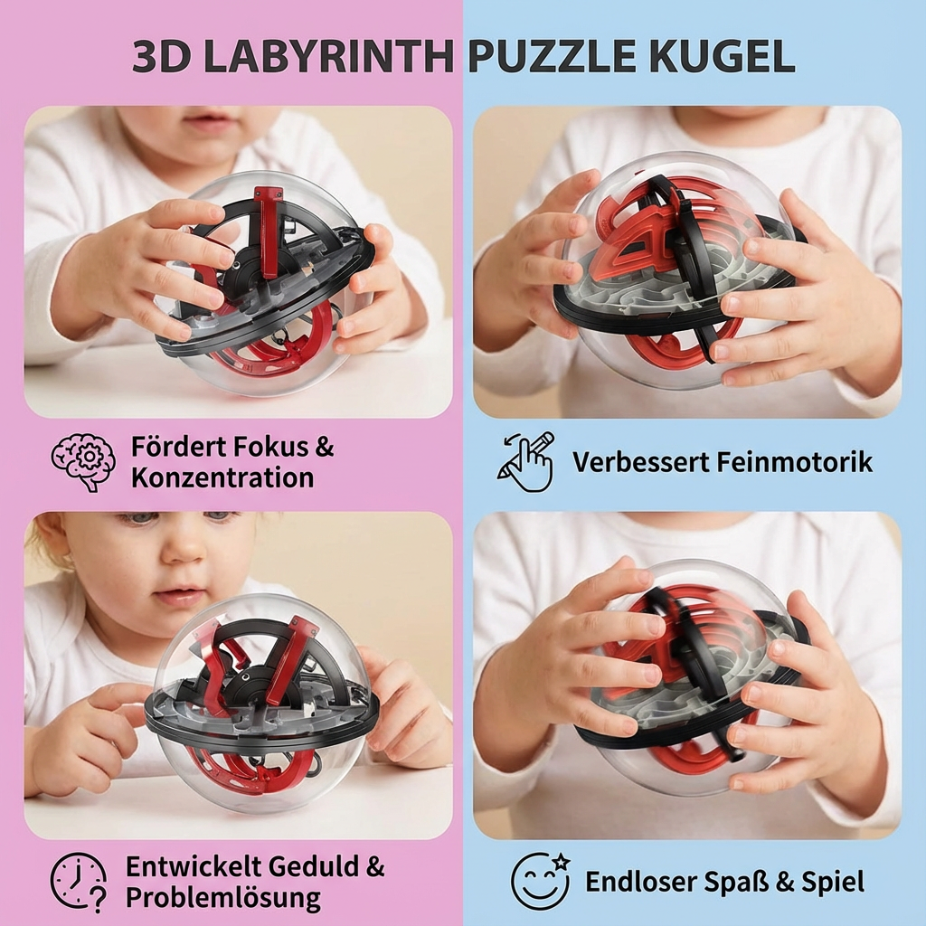 Kugel in 3D Labyrinth Puzzle