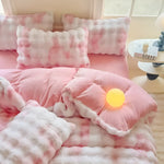 Gemütliches Plüsch Bettwäsche Set – Warm und weich für Herbst & Winter | Wendbares Design in Kaninchenfell & Milchvelours