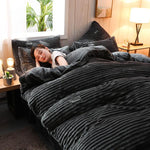 Cozy Corduroy Velour Duvet Cover Set for Winter