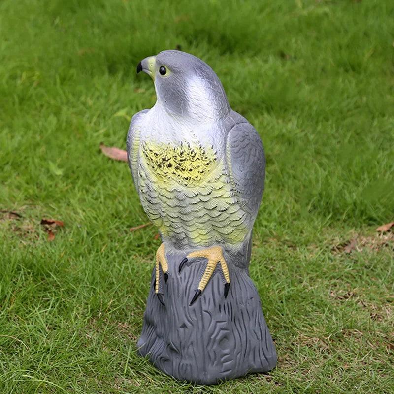 Lifelike eagle decoy for bird deterrence in the garden