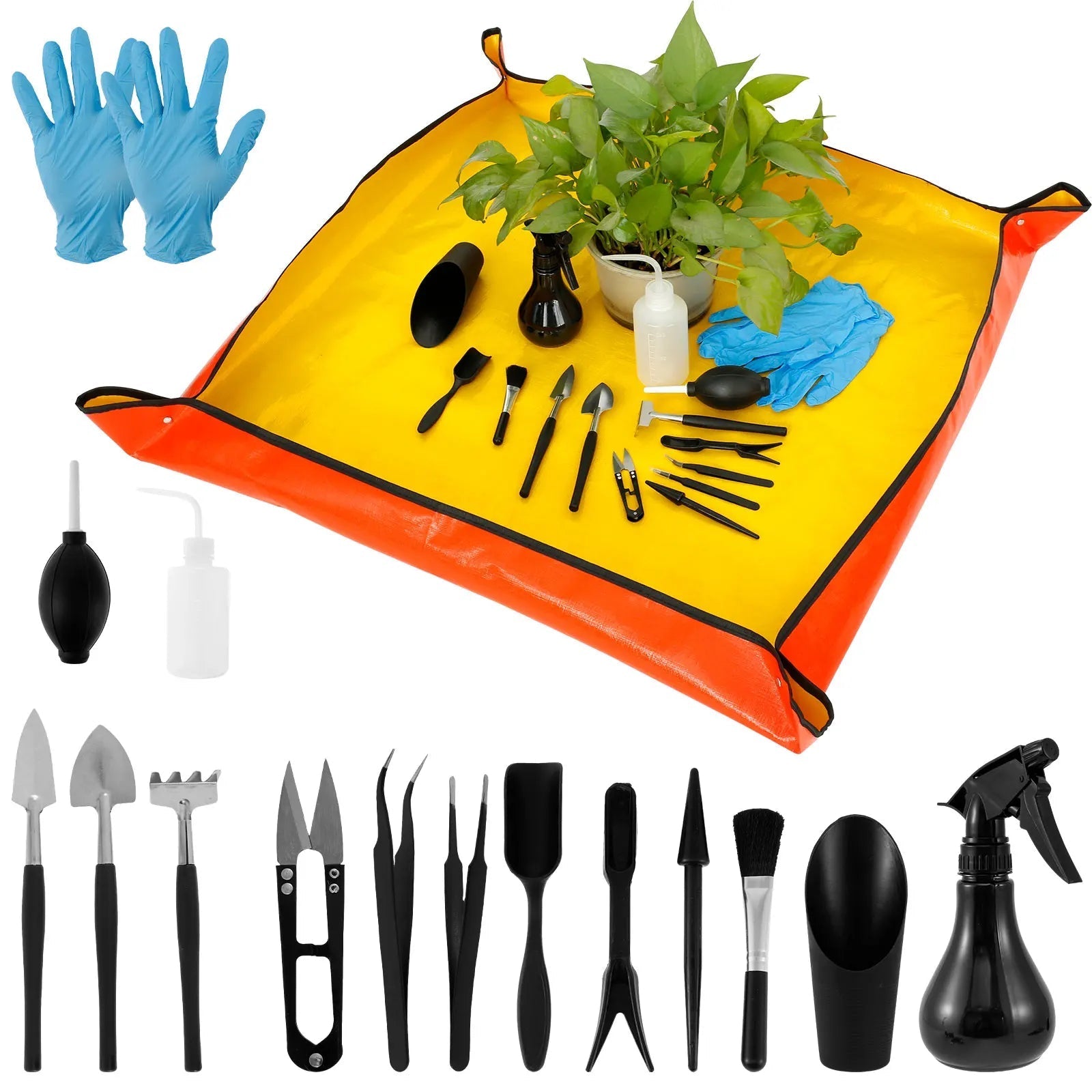 Small Garden Professional Tool Set | 13 or 16 Pieces | Includes Repotting Mat for Succulents & Bonsai