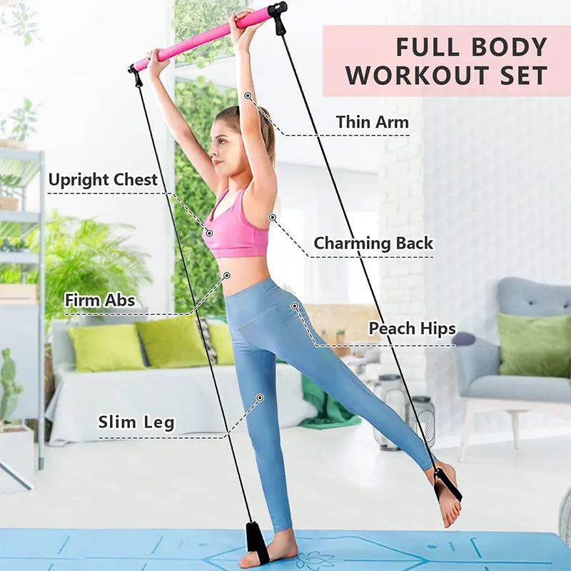 Fitnessstange mit Widerstandsbändern – Ganzkörpertraining leicht gemacht
