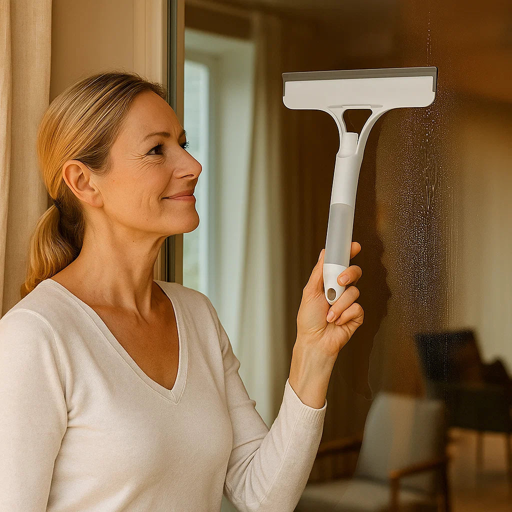 Multifunktionaler Fensterwischer mit Sprühfunktion – Glasklares Ergebnis in einem Wisch