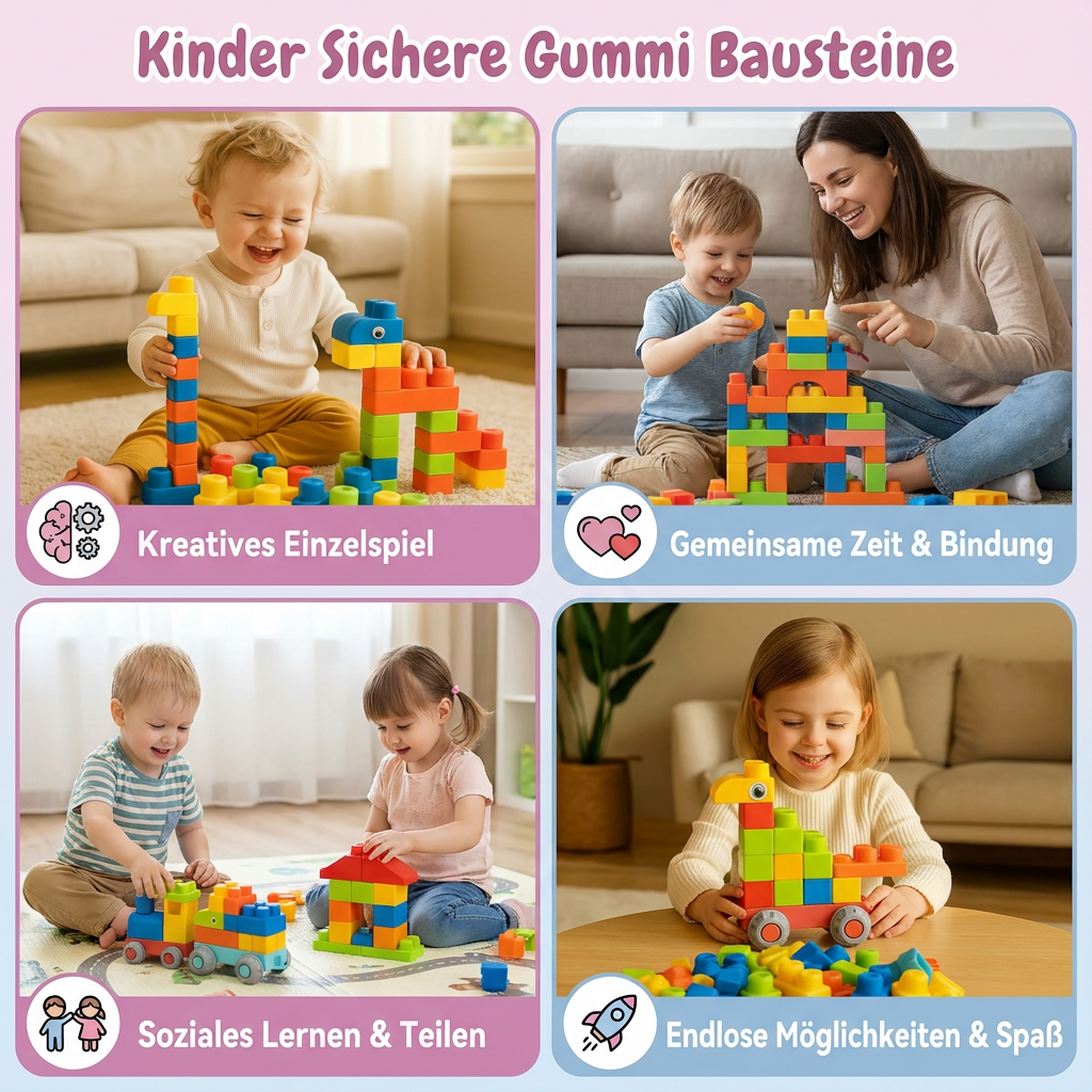 Sichere Gummi Bausteine für Kinder – Lernspielzeug für frühe Entwicklung