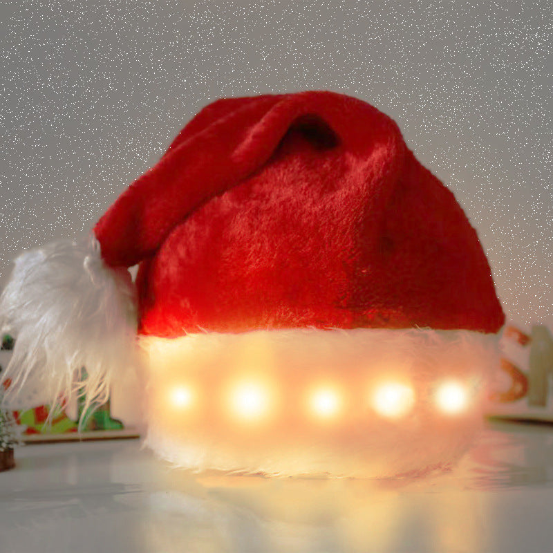 Beleuchtete Weihnachtsmütze mit LED-Lichtern – Weiche Plüsch-Santa-Mütze