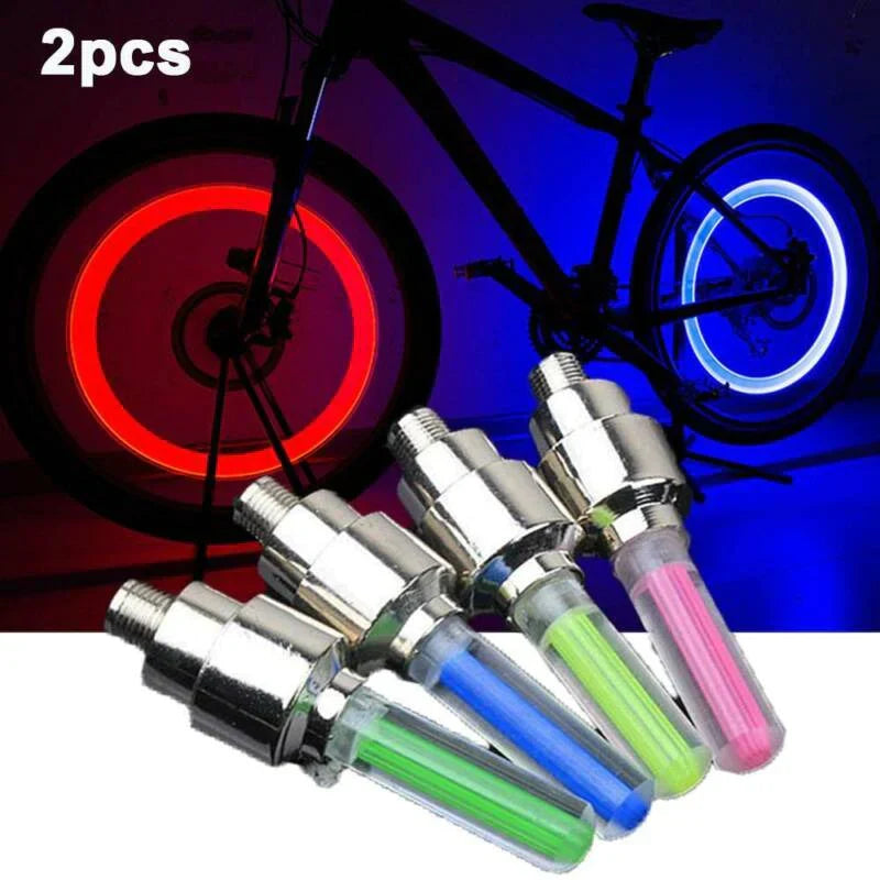 2er Set LED Radlichter für Auto und Motorrad, Ventilkappen