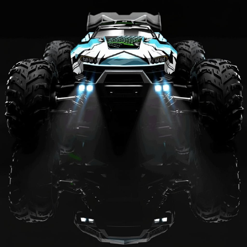 All-Wheel Drive RC Truck in 1:16 Scale with Treaded Tires and LED Lights