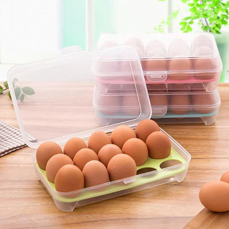 15-Fächer Tragbare Eierlagerbox – Kühlschrankbehälter für frische Eier