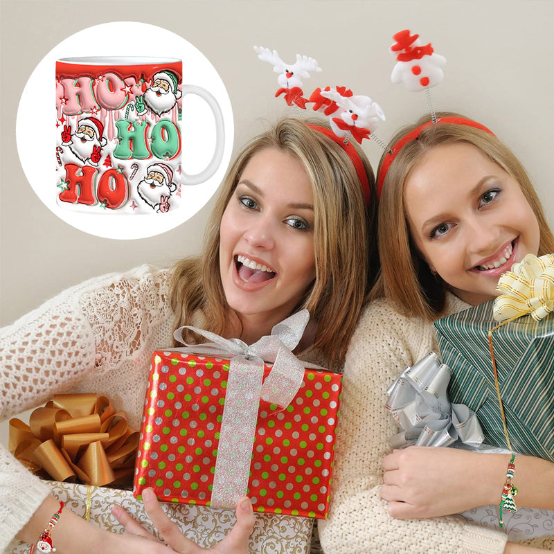 Verspielte 3D Weihnachtskeramik-Tasse für festliche Momente