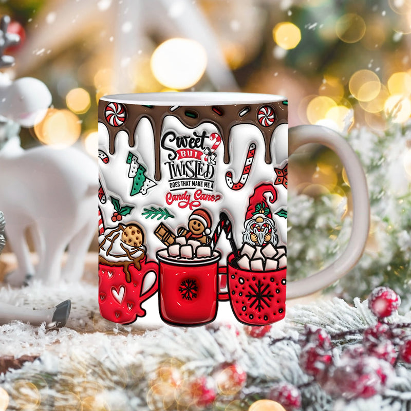 Verspielte 3D Weihnachtskeramik-Tasse für festliche Momente