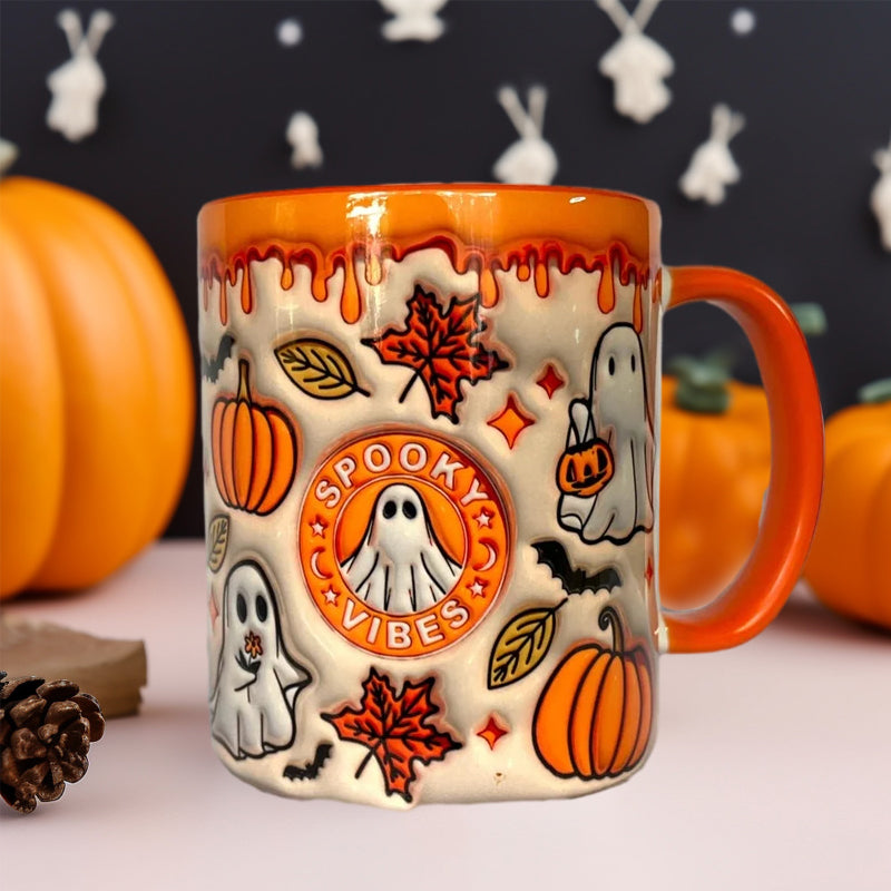 Geisterhafte Kürbis-Tasse für Kaffeegenuss