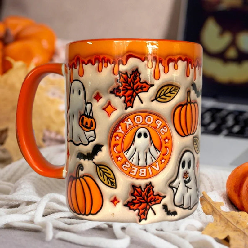 Geisterhafte Kürbis-Tasse für Kaffeegenuss