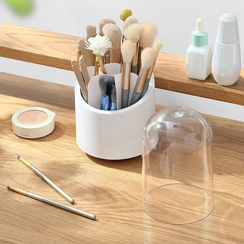 360 Grad Drehbare Make-up Pinselhalter Staubdichter Aufbewahrungskoffer mit Deckel