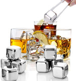 Wiederverwendbare Edelstahl-Eiswürfel mit Silikonzangen - Set (8)