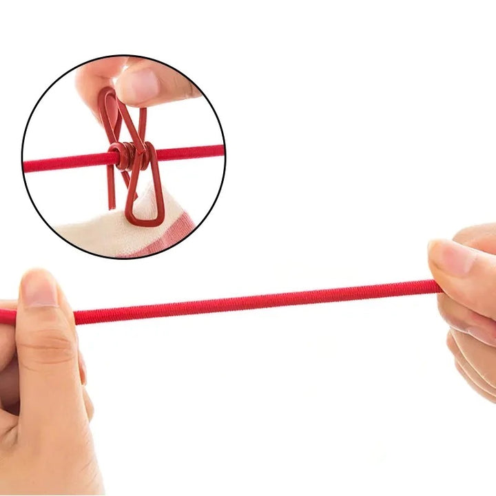 12 Stück Elastisches Wäscheleine Set