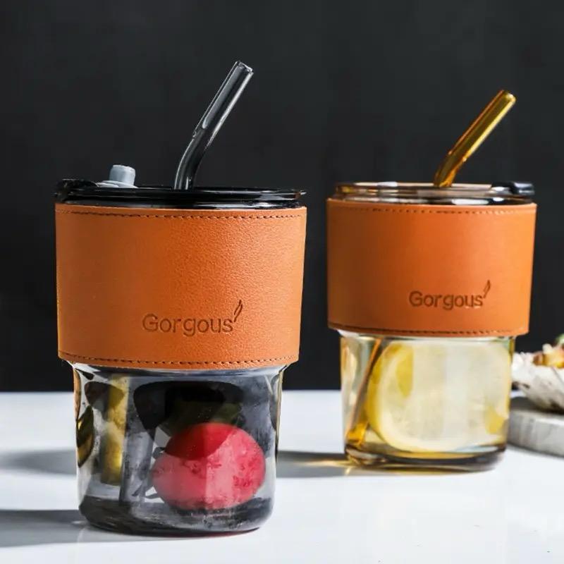 Trinkglas mit Strohhalm und Deckel 400ML