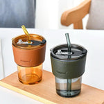 Trinkglas mit Strohhalm und Deckel 400ML