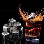 Wiederverwendbare Edelstahl-Eiswürfel mit Silikonzangen - Set (8)