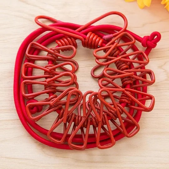 12 Stück Elastisches Wäscheleine Set
