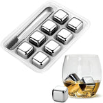 Wiederverwendbare Edelstahl-Eiswürfel mit Silikonzangen - Set (8)