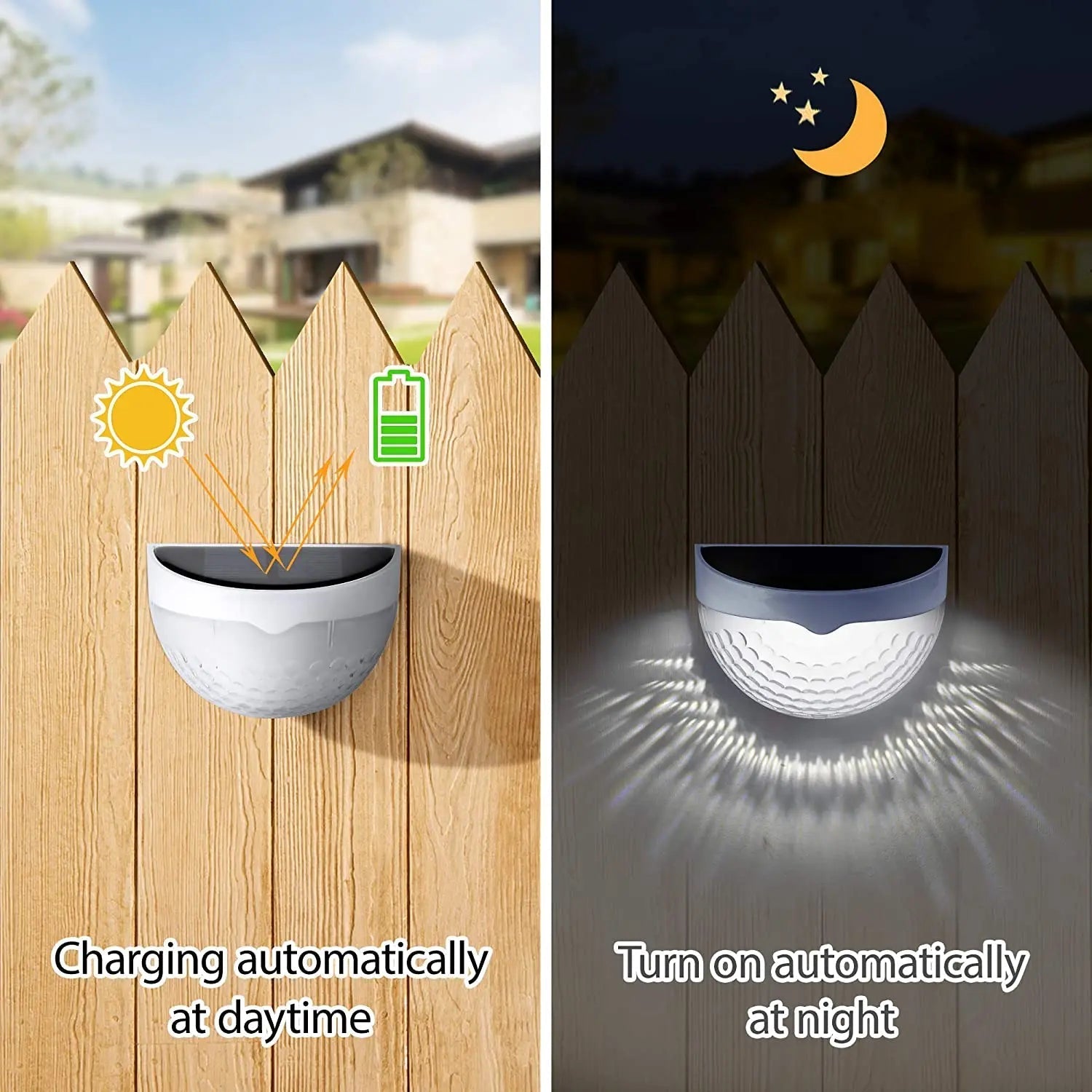 Solarbetriebene LED-Wandleuchte für Außenbereiche | IP65 Schutz | Mit automatischem Lichtsensor | 6 Leuchtmittel | Perfekt für Garten & Terrasse